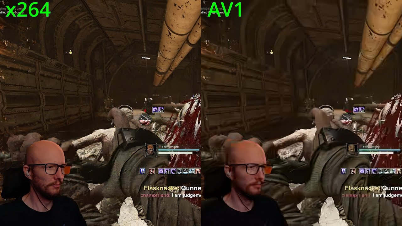 AV1 VS x264 Encoder Side by side Footage | OBS implementation 7Mbit 1080p 60