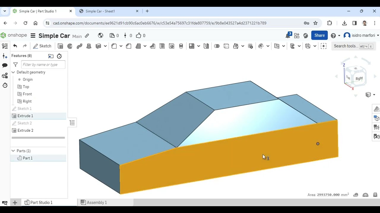 Modelling a simple car using onshape