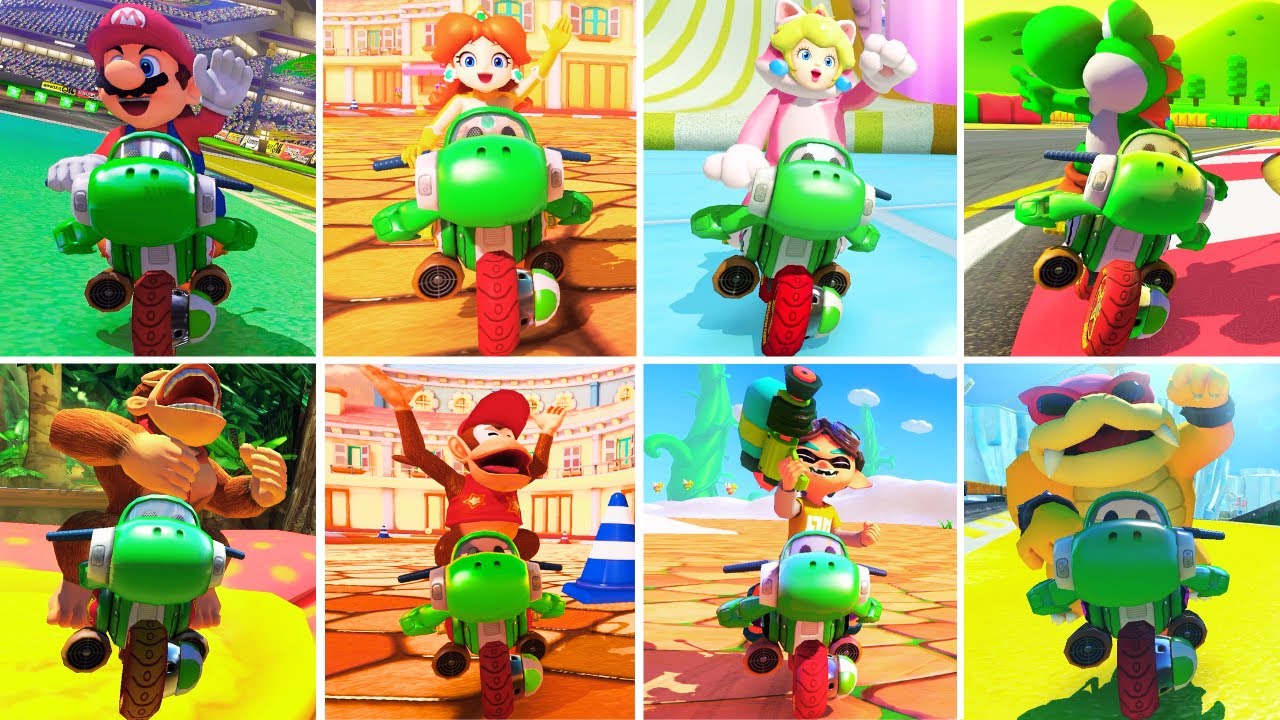 All Win Animations - YOSHI BIKES - Mario Kart 8 Deluxe DLC (Wave 1-6)