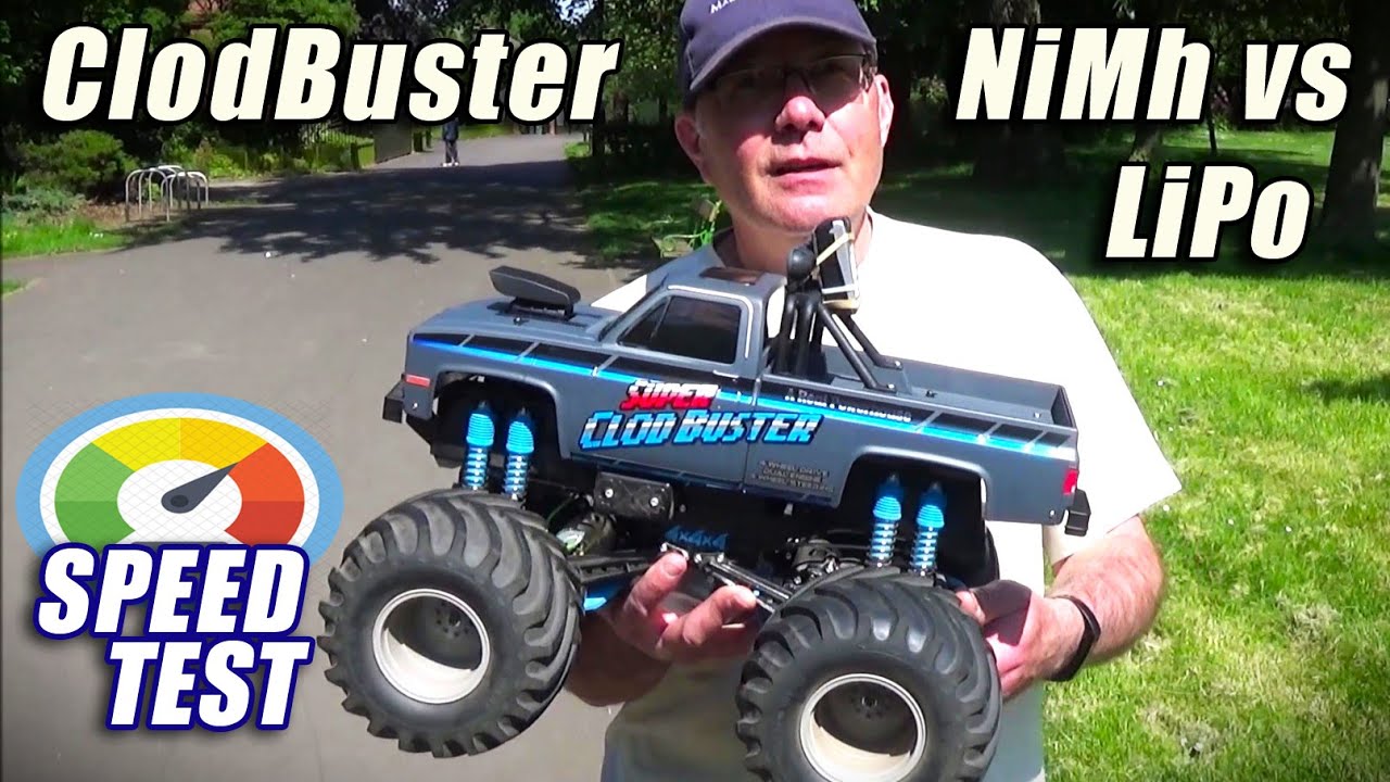 Tamiya Super ClodBuster Stock Speed Test NiMh Vs LiPo + Fun Run!