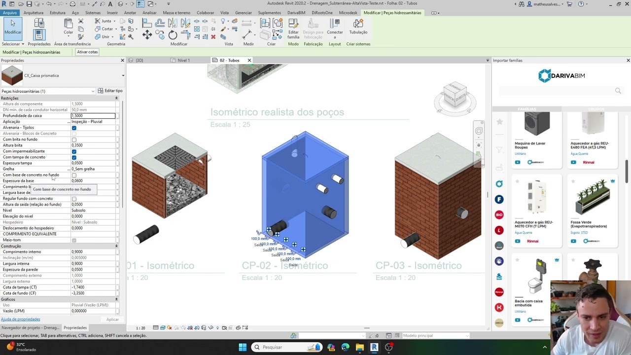Plug-in DarivaBIM: Caixa e poços (inspeção, visita e recalque) | Como usar?