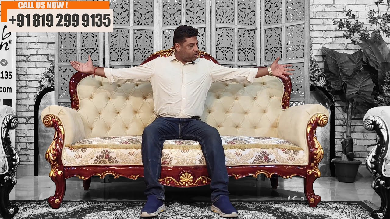 5 Seater Sofa Set with Centre Table &ndash; Walnut Finish & Gold Touch at Factory Price! #sofa