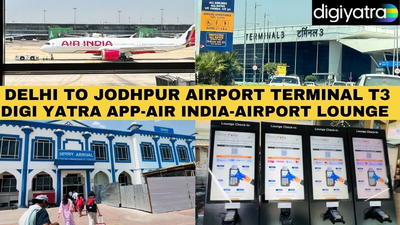 4K Delhi to Jodhpur Airport Vlog | Air India | Encalm Lounge New Delhi T3 Terminal #digiyatra #vlog