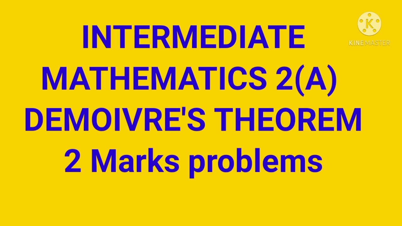 Intermediate MATHEMATICS-2(A) De moivre's theorem important 2 marks Problems