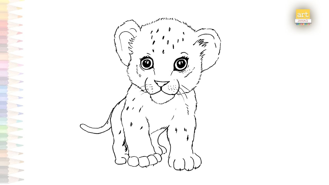 Cute baby lion drawing video | Cub drawings | How to draw A Baby Lion easy step by step | cute arts