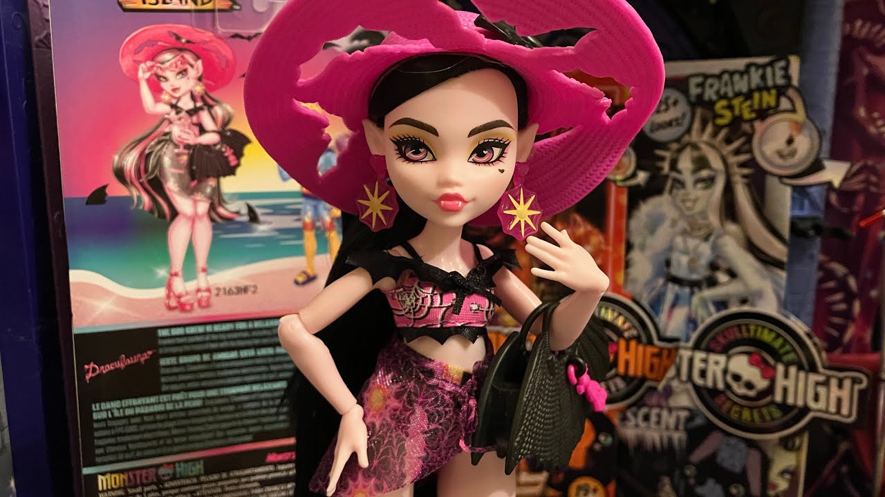 MONSTER HIGH SCARADISE ISLAND DRACULAURA DOLL REVIEW AND UNBOXING