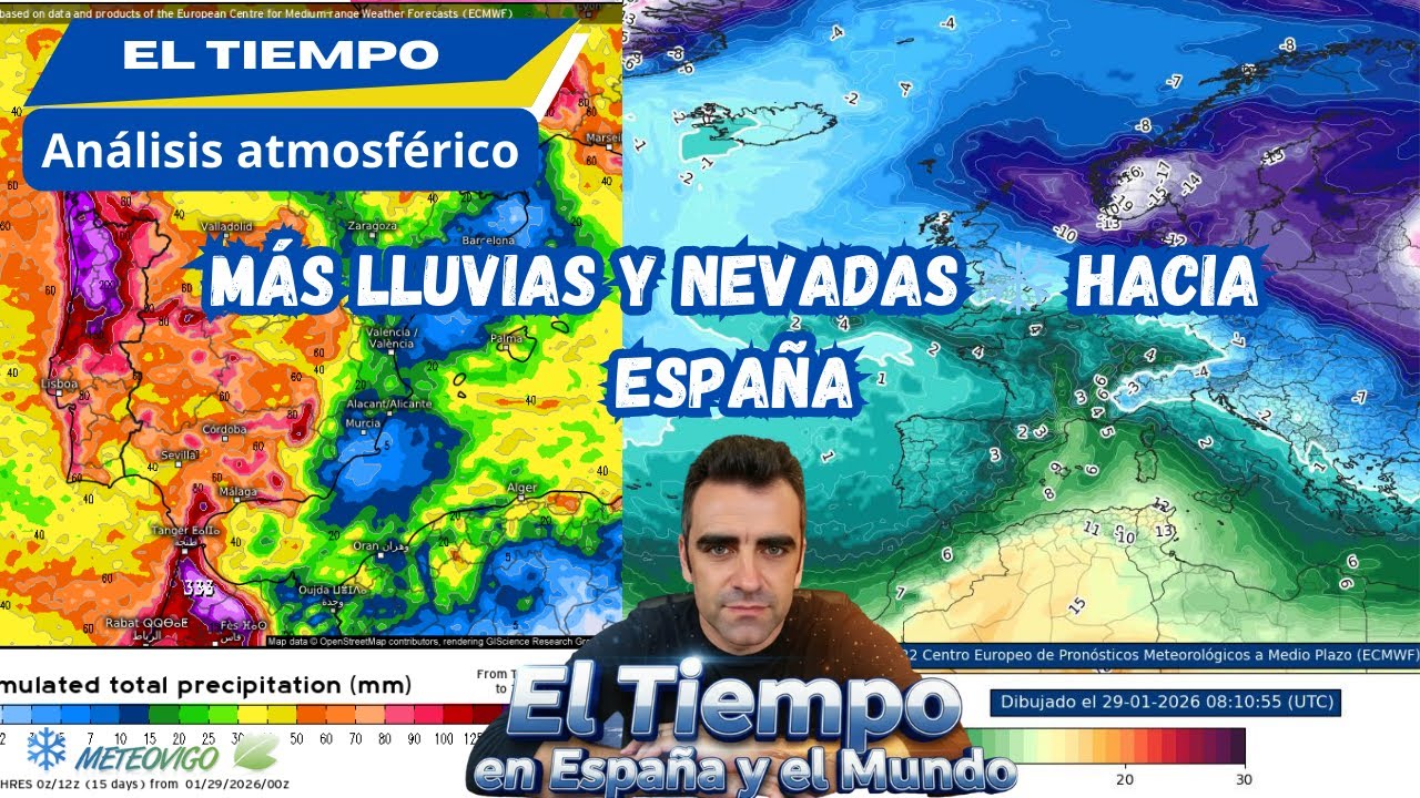 Las LLUVIAS ☔ y las NEVADAS ❄️​ seguirán apuntando hacia la Península en FEBRERO