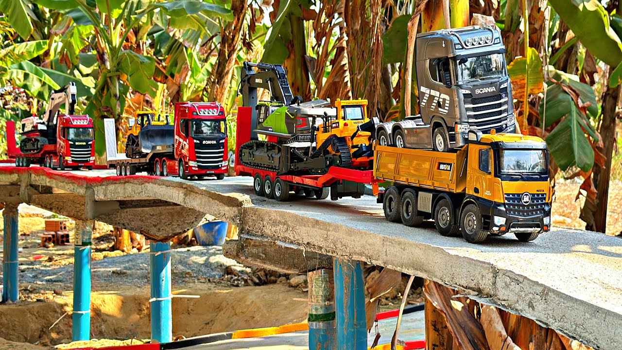 ExcavatorHuina 1594 By Dump Trailer Scania 770 Action Transportation Dump Truck