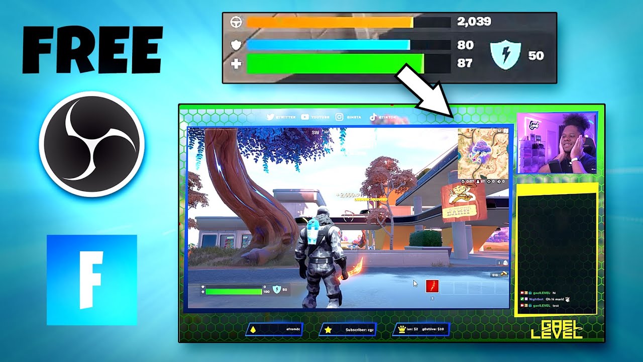 The FORTNITE Health Bar is MY OVERLAY! (Free Stream template)