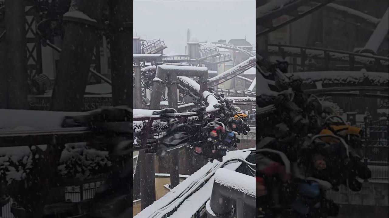 Flying through the Snow! #phantasialand #themepark #rollercoaster #vekoma #rides #snow