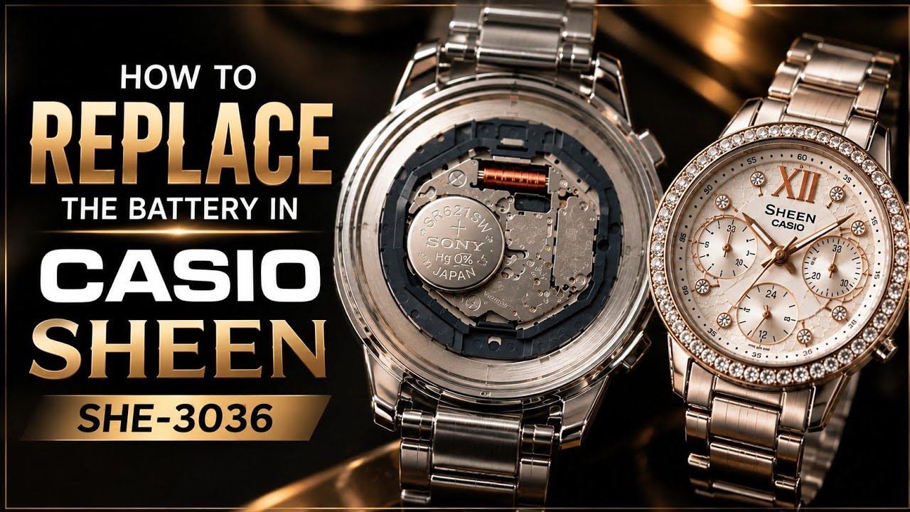 How to replace the battery Casio Sheen SHE-3036D | watch battery | TrendWatchLab