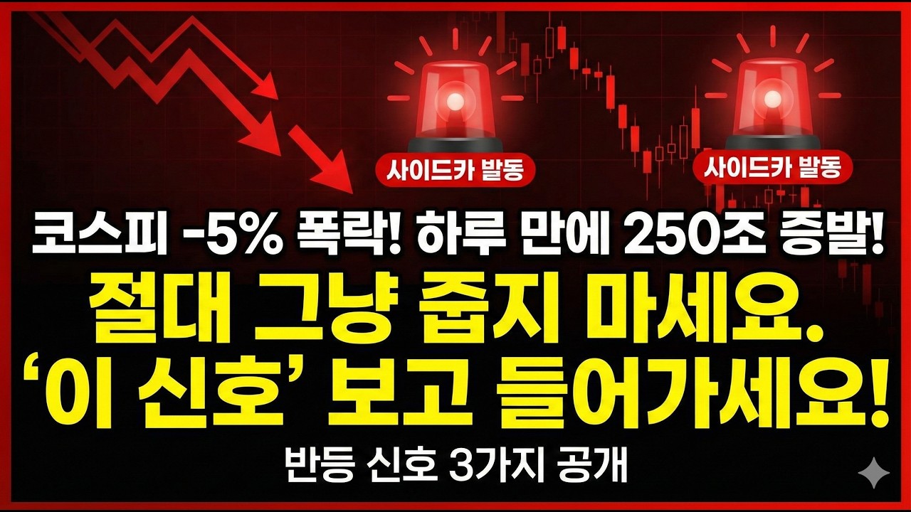 사이드카 발동, 코스피 5% 폭락! 반등은 이 신호 보고 들어가세요