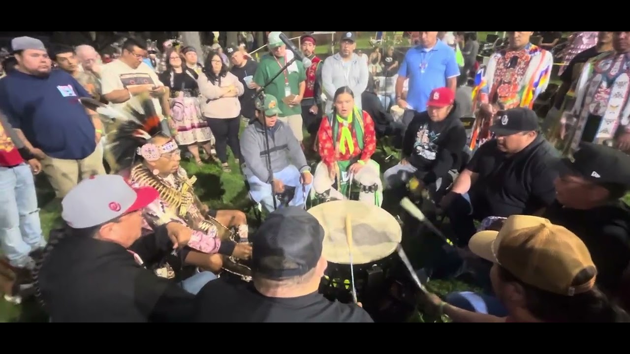 Iron Bow singers intertribal Friday night at Menominee contest pow wow 2025
