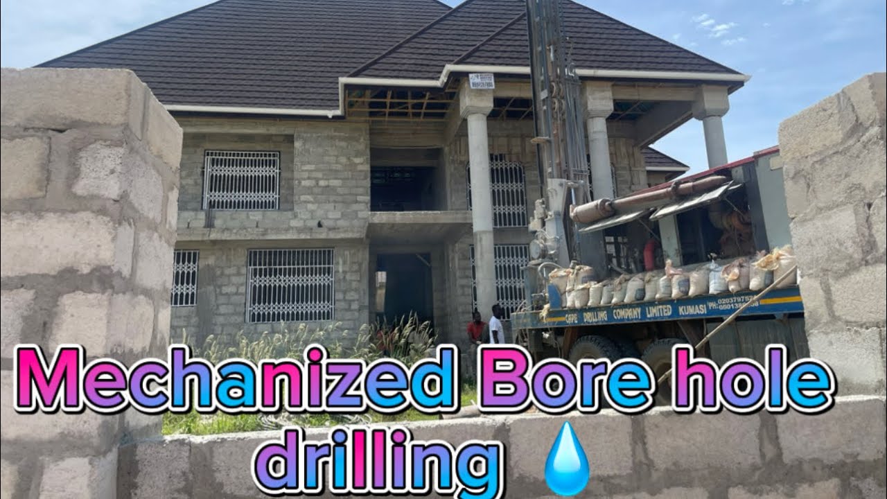 Building in Ghana🇬🇭 || Mechanized bore hole drilling. #ghana #building