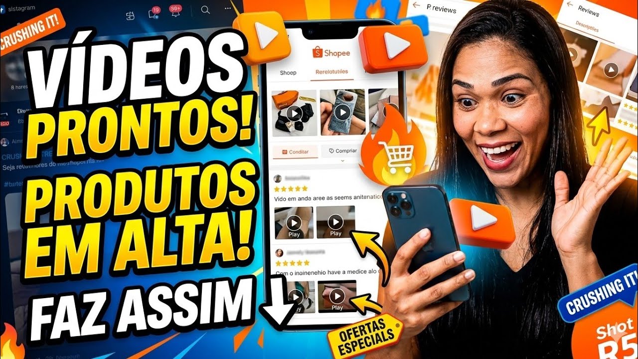 👉 Onde achar produtos em alta + v&iacute;deos prontos na Shopee