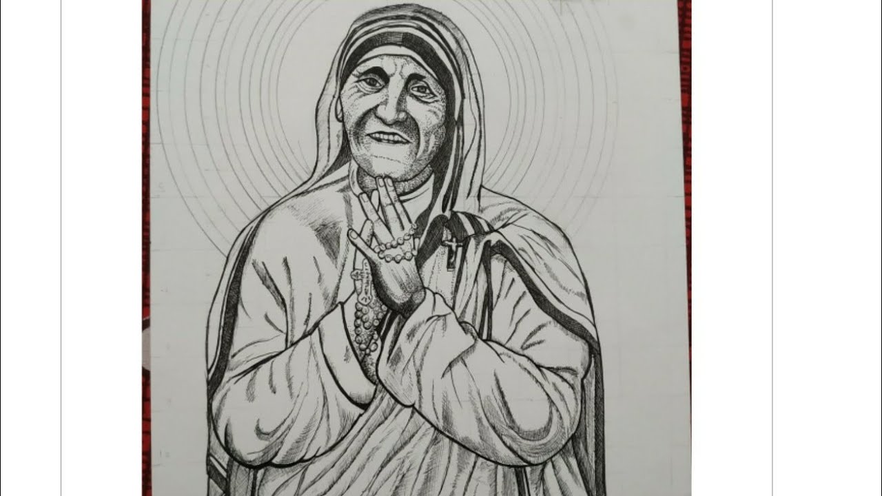 how to draw mother Teresa drawing/ mother Teresa pen sketch