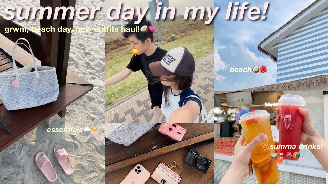 SUMMER DAY IN MY LIFE : grwm, beach day, new outfits haul!!🥥🤍🎀🌊