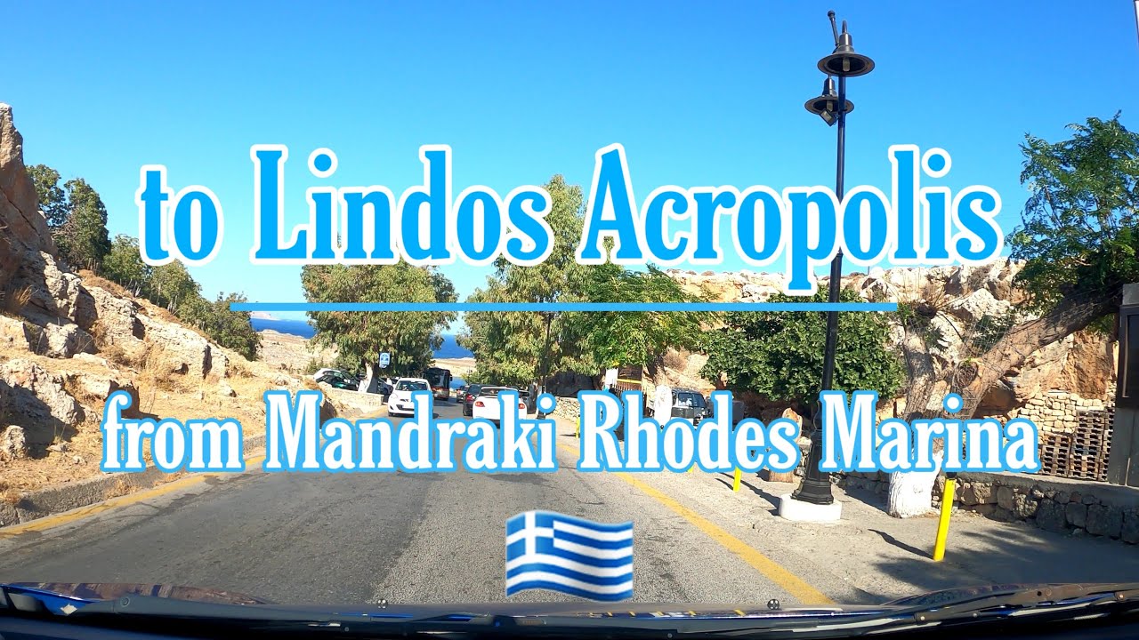 🚙Driving from Mandraki Rhodes Marina to Lindos Acropolis - Greece 🇬🇷