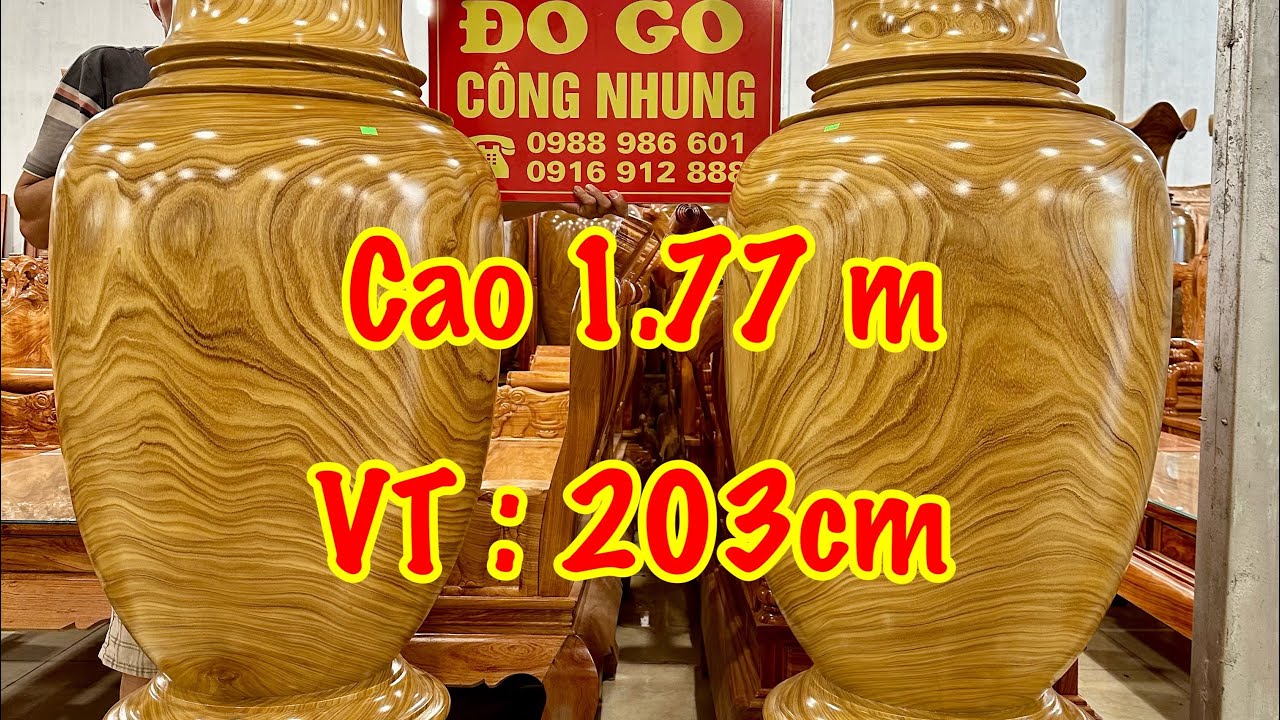🔴Giới thiệu lô lục bình gỗ Cẩm vàng cao 1.67 m và 1.77 m