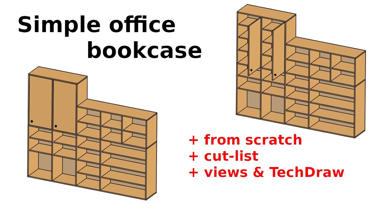 Simple office bookcase | FreeCAD Woodworking workbench