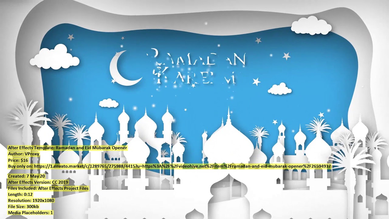Ramadan and Eid Mubarak Opener | After Effects Template | VideoHive 26594937