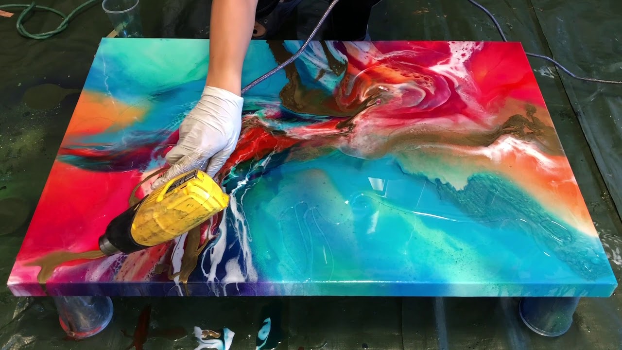 Resin painting demo of 'Hummingbird'
