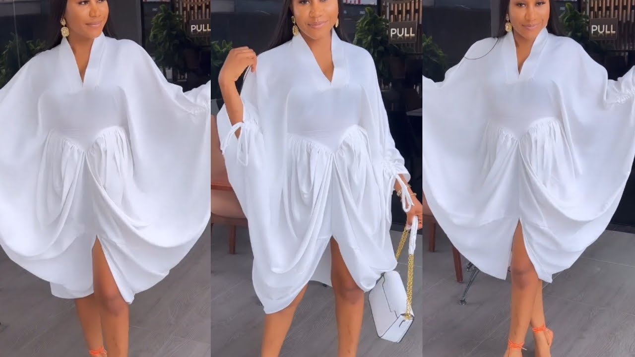 How to make a Stylish Cowl Draped Dress with Ruched Sleeves and Fitted Basque Waistline