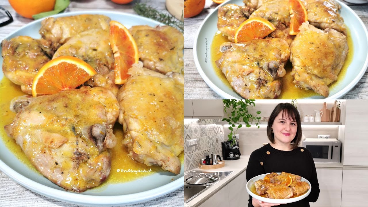 Un delizioso pollo all'arancia in padella