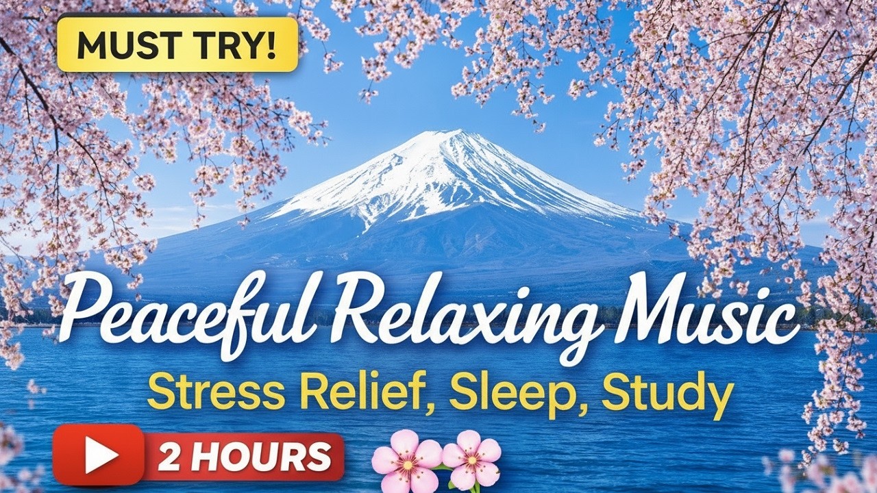 Peaceful Relaxing Music 🌸 Cherry Blossoms & Mount Fuji | Stress Relief, Sleep, Study