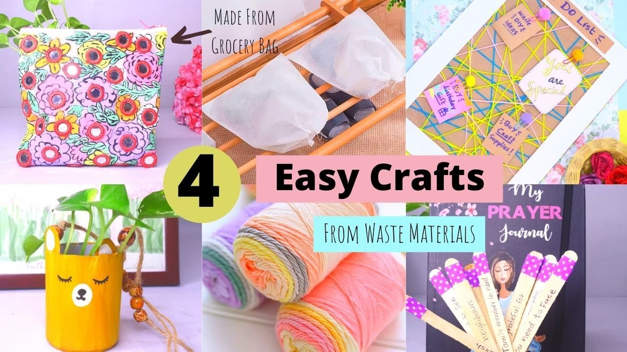 4 Easy Crafts From Waste Materials / DIY Easy Craft Ideas