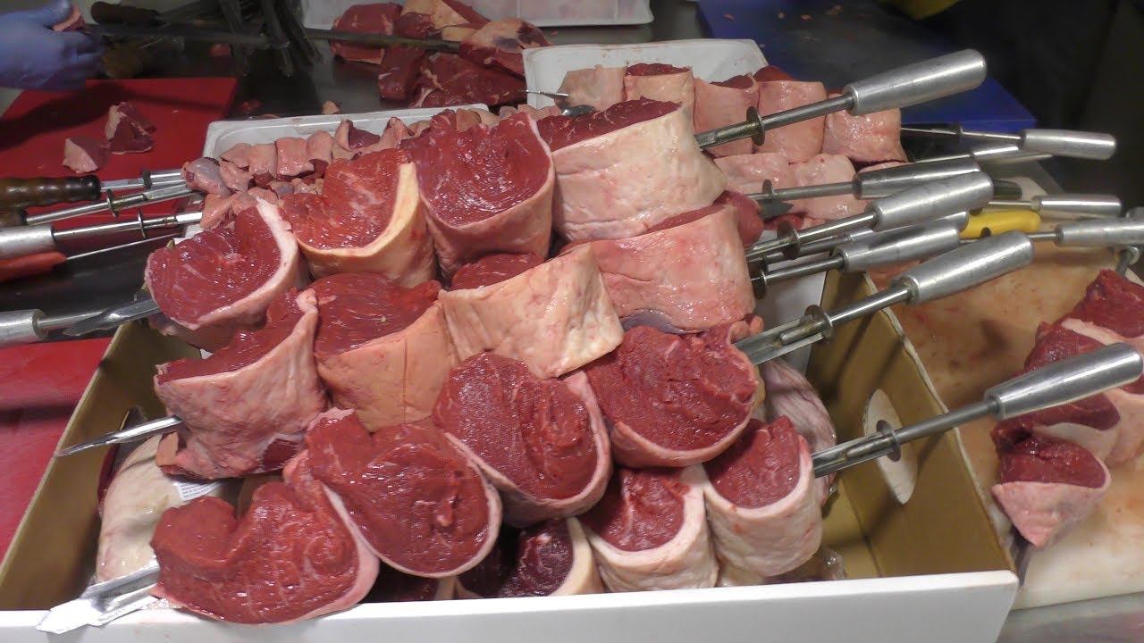 Cooking Beef Brazilian-Style Picanha and Churrasco. Street Food from Italy