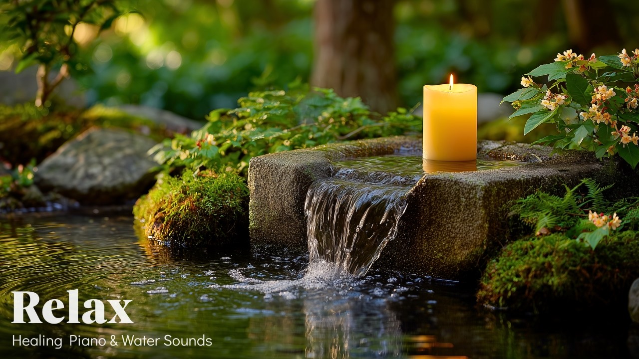 Relaxing Piano & Tranquil Water Flow in Japanese Garden 🌿 Emotional Balance, Inner Calm