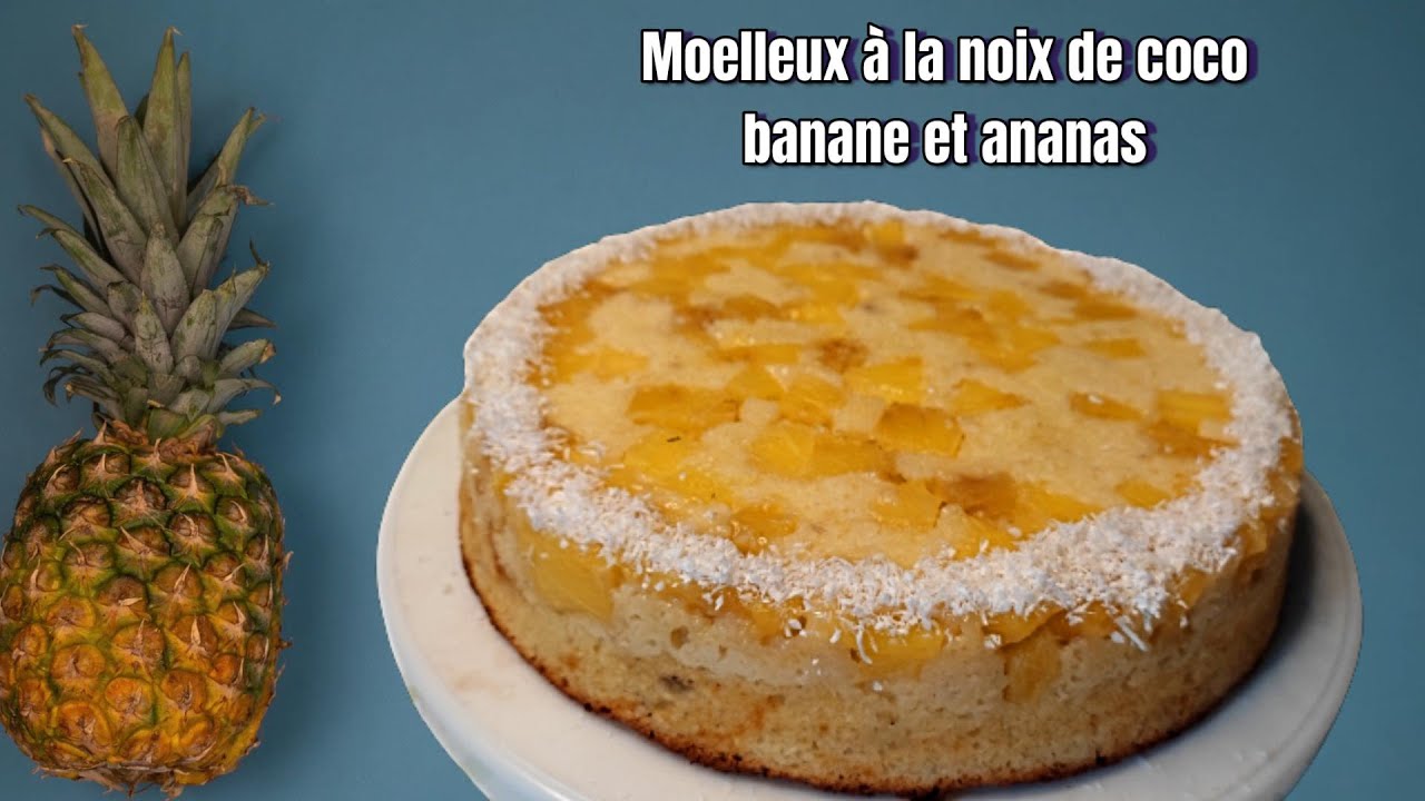 Перевернутый пирог с ананасами, бананами и кокосом