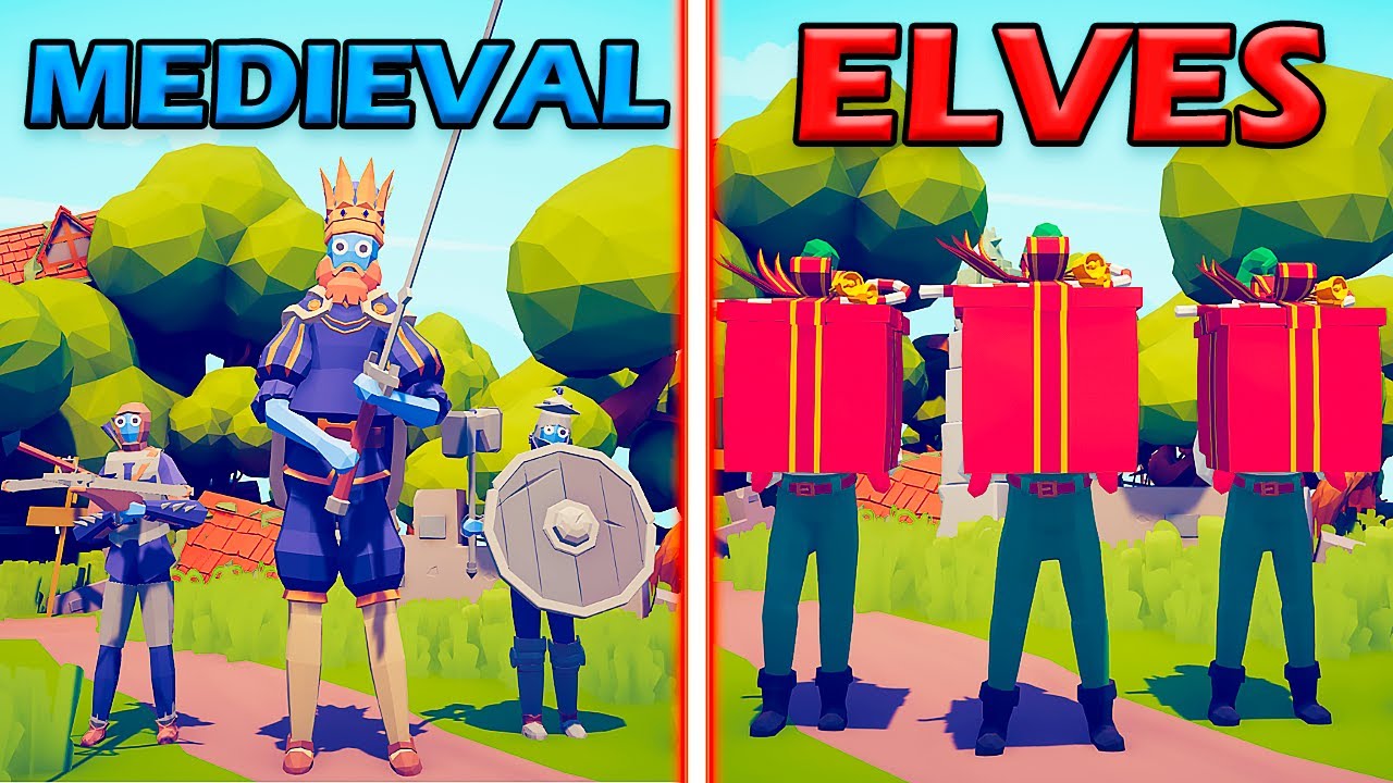 MEGA MEDIEVAL TEAM vs PRESENT ELF TEAM - Totally Accurate Battle Simulator | TABS