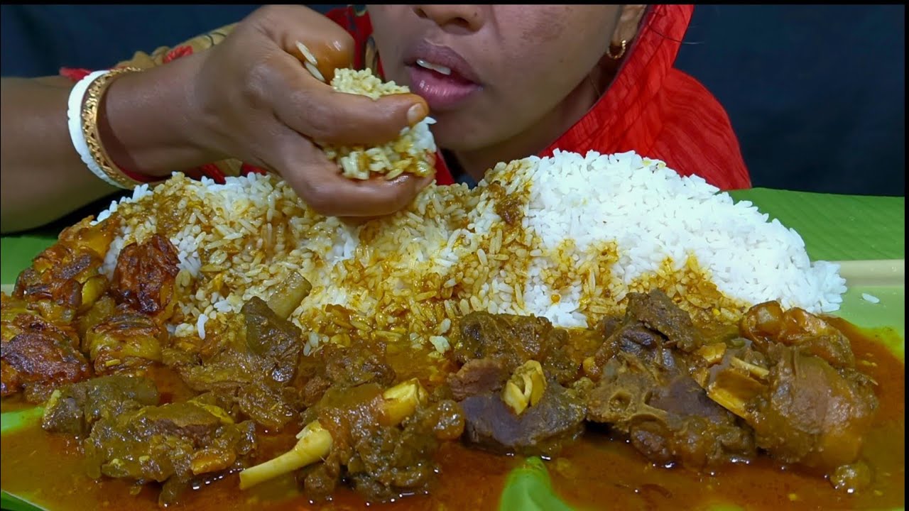 EATING SPICY 🔥 MUTTON CURRY AND PIYAJI WITH RICE// EATING SHOW, MUKBANG, ASMR 
