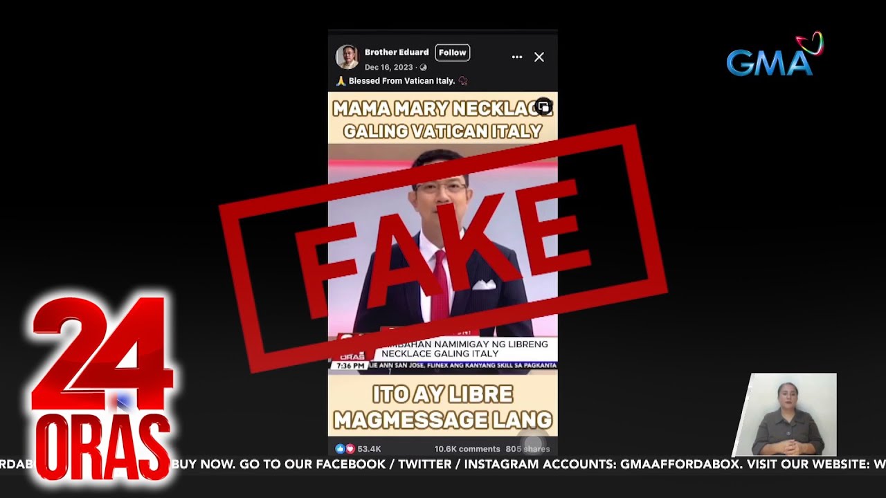 Boses ng GMA Anchors, ginaya sa pekeng video ng pamimigay umano ng kwintas mula Italy | 24 Oras