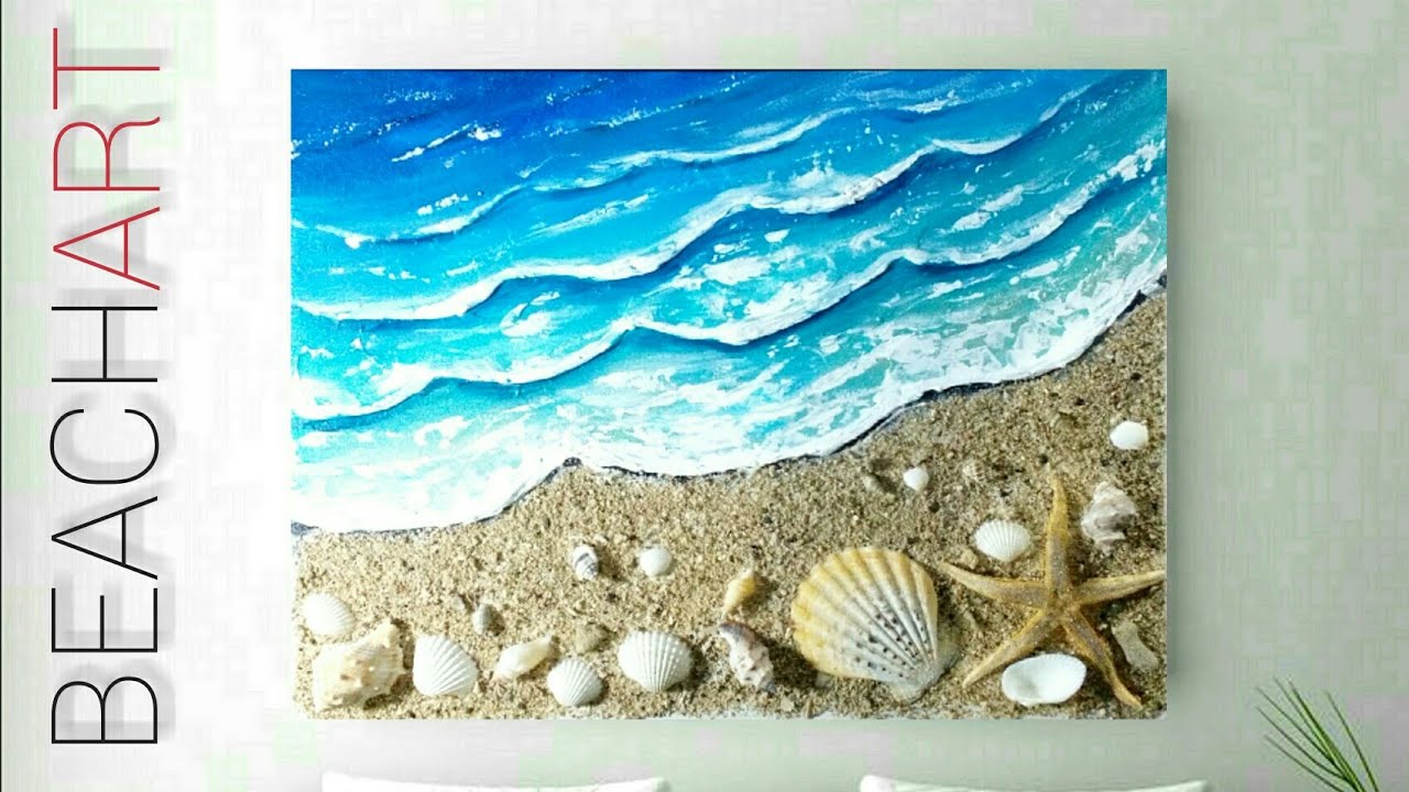Cara Mudah Melukis Pantai dengan Media Pasir dan Kerang #02 | Acrylic Painting