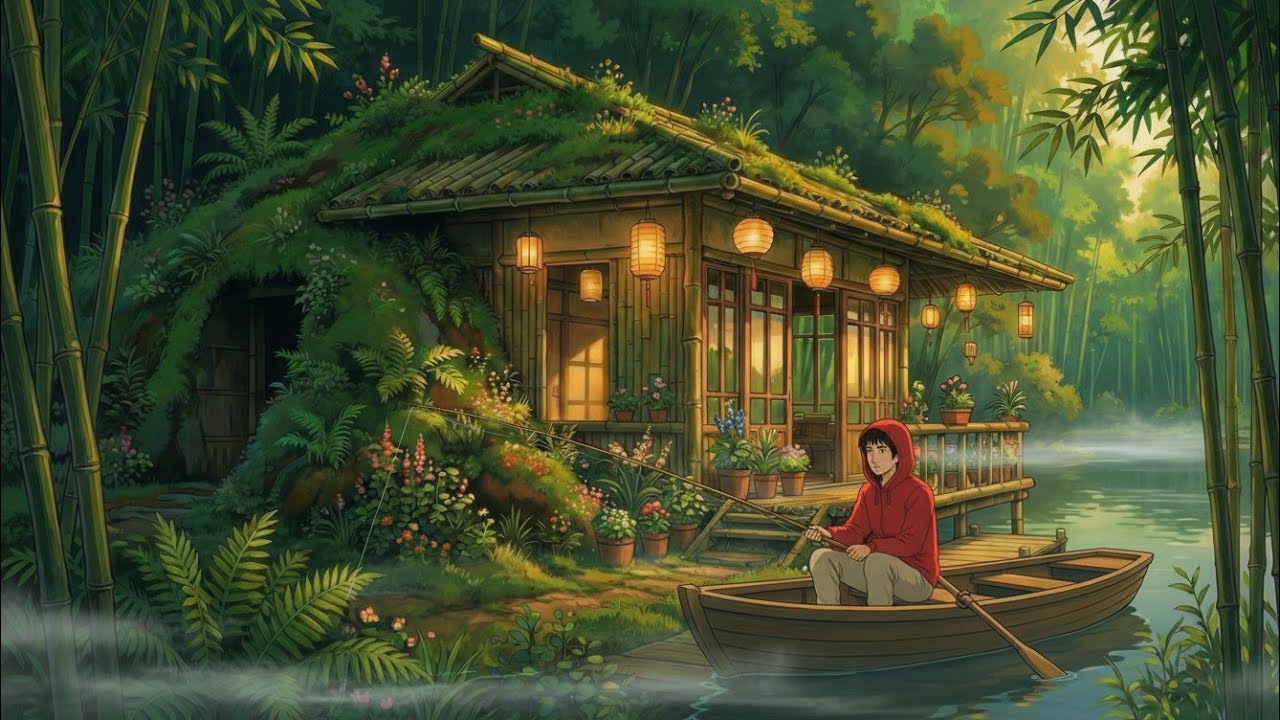 A Small Lake House, A Meal from Nature | Ghibli style