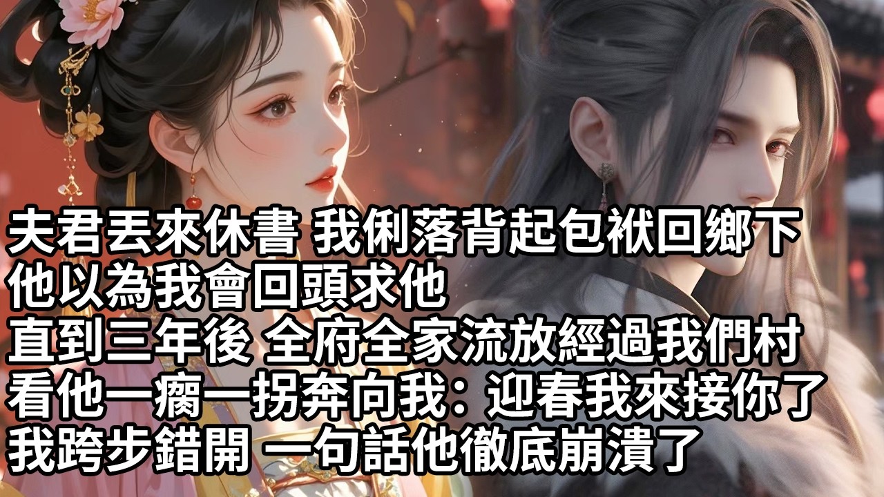 【一口氣看完】夫君丟來休書 我俐落背起包袱回鄉下，他以為我會回頭求他，直到三年後 全府全家流放經過我們村，看他一瘸一拐奔向我：迎春我來接你了，我跨步錯開 一句話他徹底崩潰了【許青瑟】【大女主】