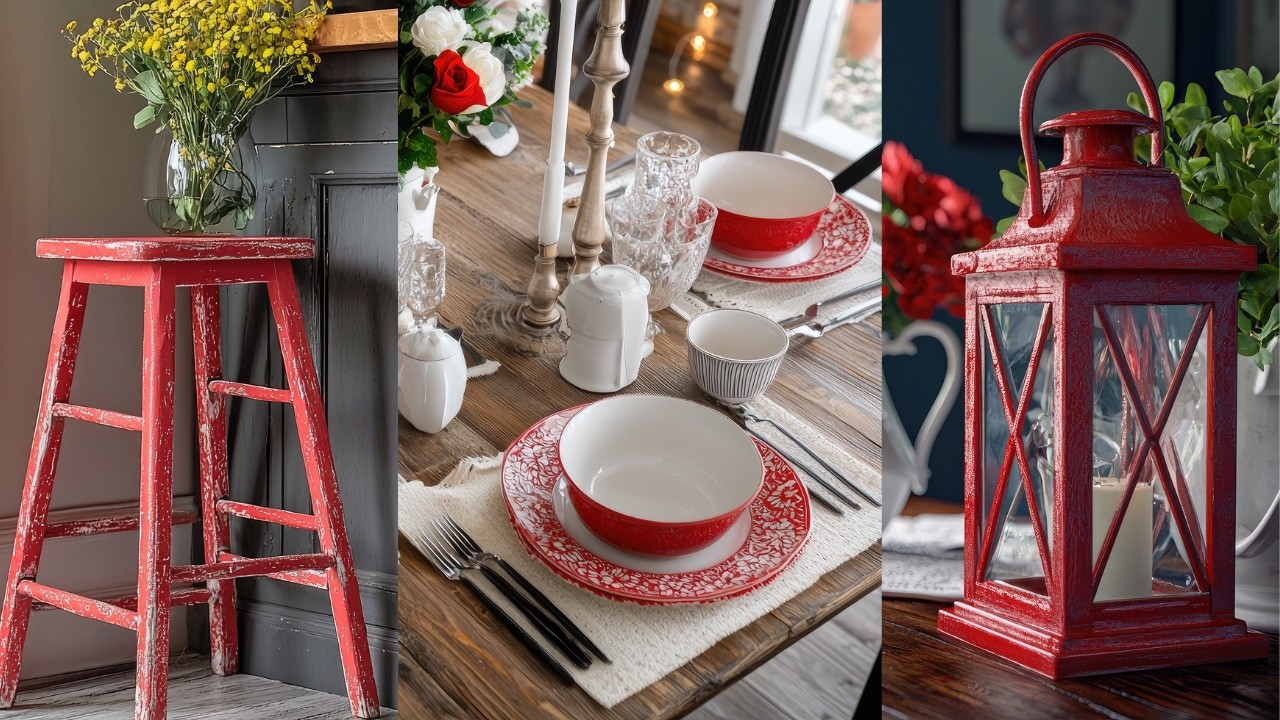 Rustic Red & White Antique Treasures | Vintage Farmhouse Decor with Thrifted Style (But Elegant)