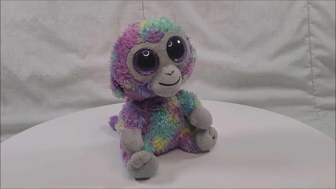 Zuri TY Beanie Baby Monkey Multicolored TY Silk Beanie Boos 6