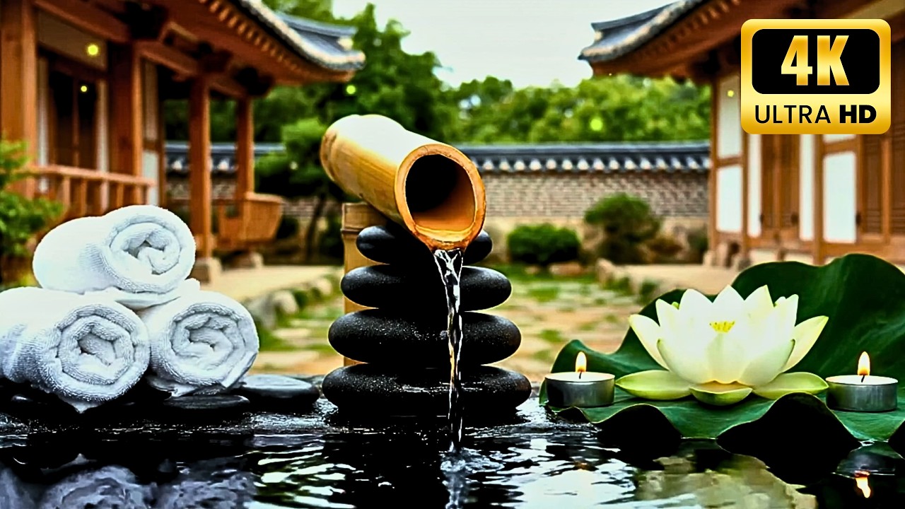 【﻿４Ｋ】Mind Reset 🌿 Relaxing Bamboo Water Sounds for Stress-Free Sleep