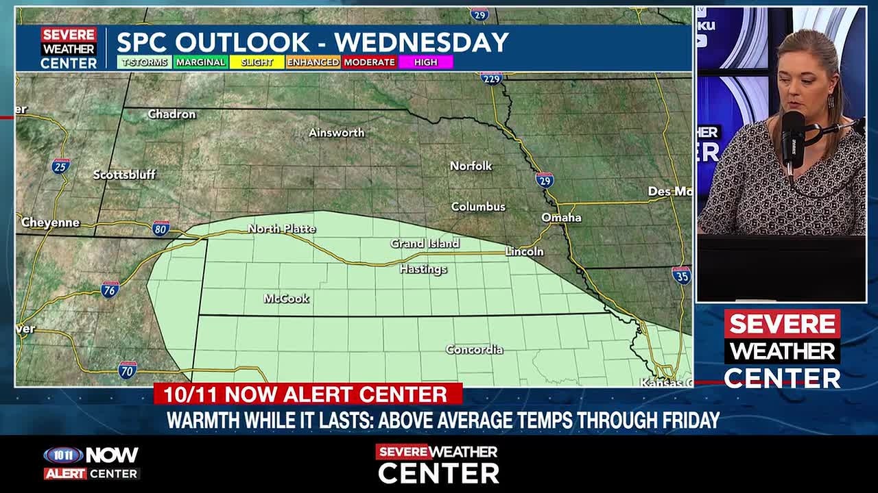 Isolated thunderstorms with rain chance Wednesday in southern Nebraska - February 24, 2026
