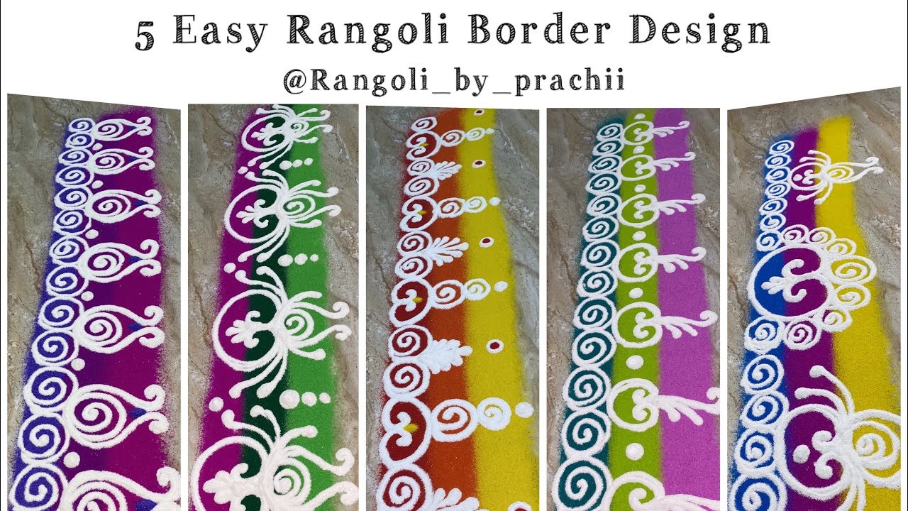 👌5 Easy Rangoli Border Designs| 🪷Tulsi Vivah Rangoli Border| 🌞Sanskar Bharti Rangoli Border Design