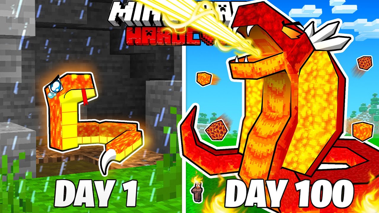 I Survived 100 Days as a LAVA SERPENT in HARDCORE Minecraft