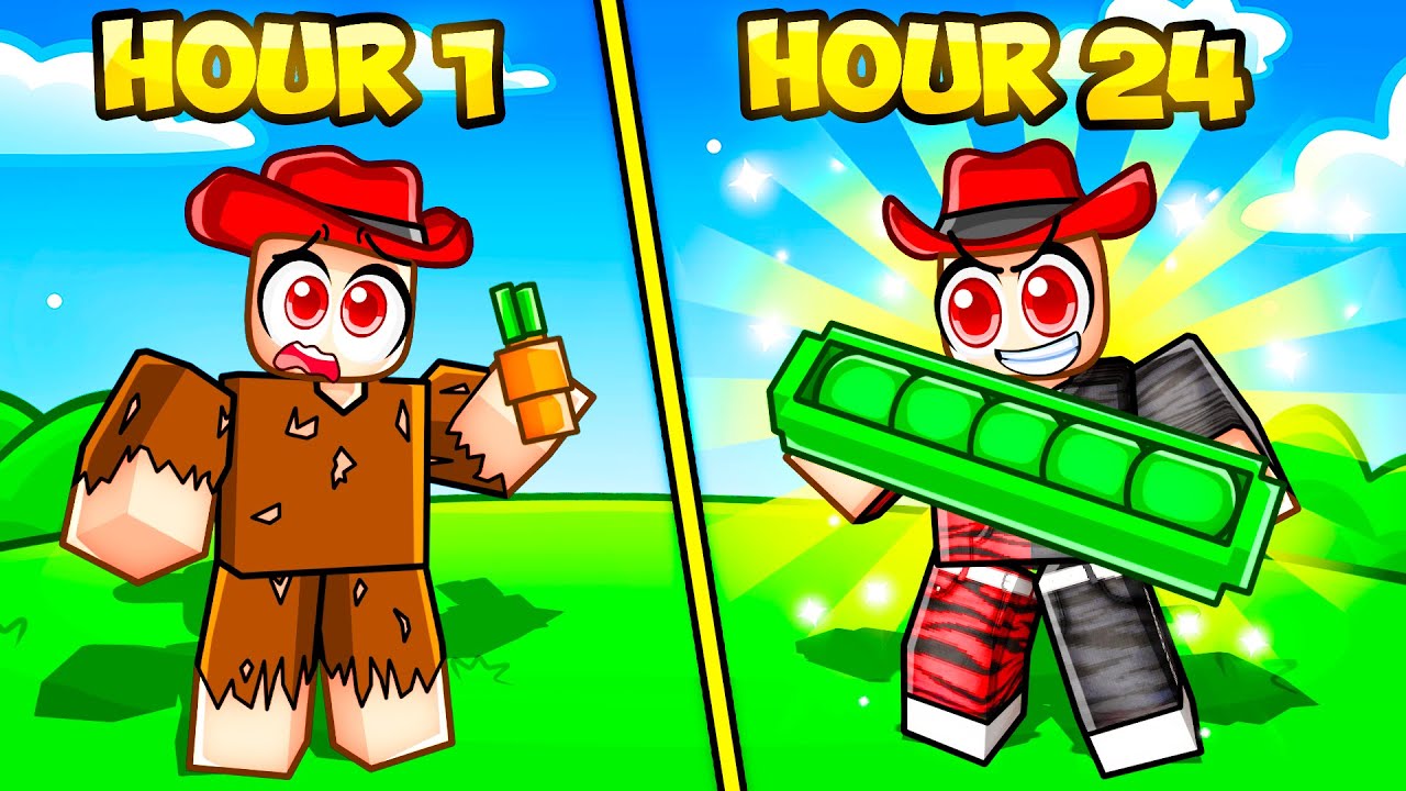 I Spent 24 HOURS In Roblox Grow A Garden With NO ROBUX...