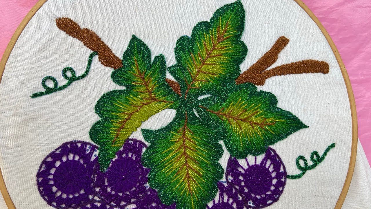 Bordado o puntada para hoja de uvas 🍇