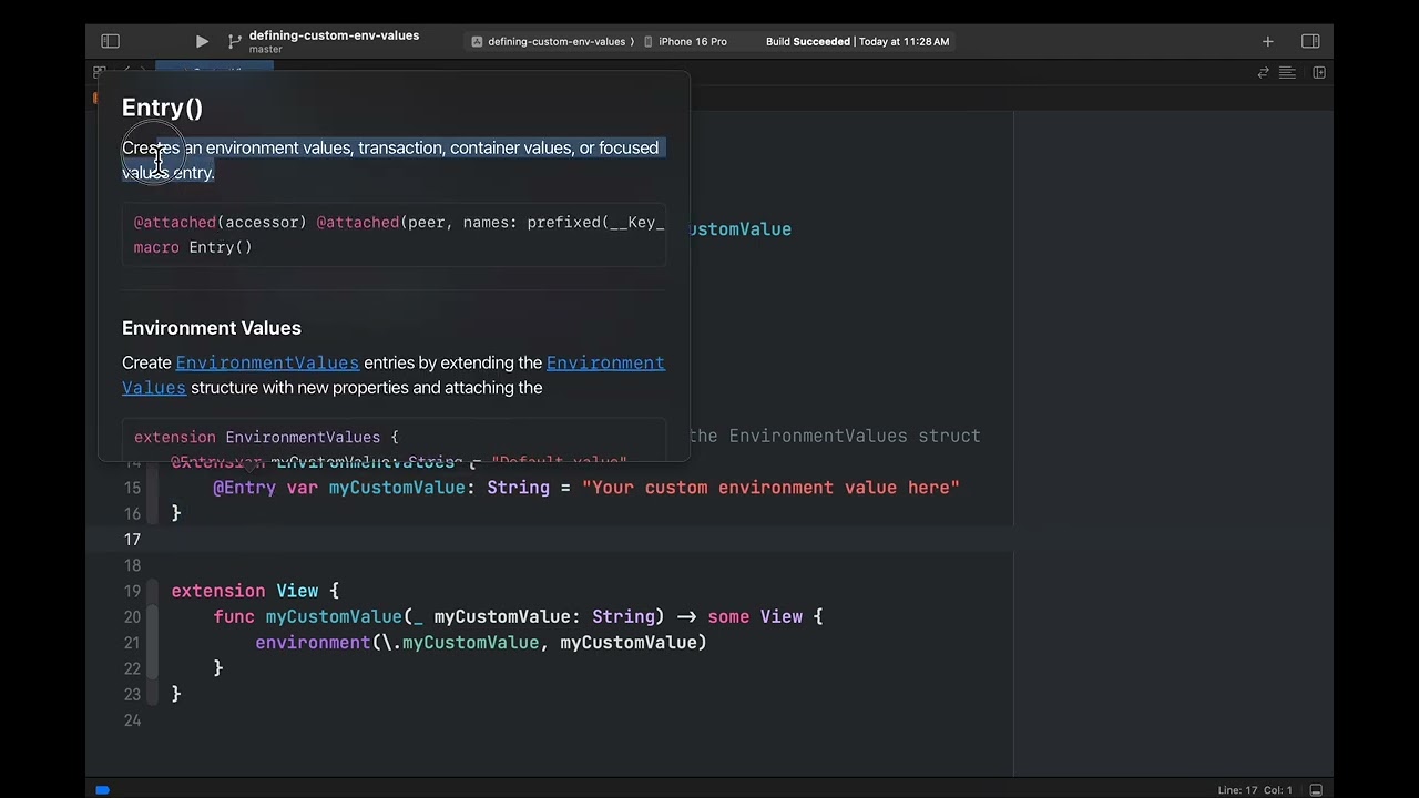 Creating a Custom Environment Value in Swift