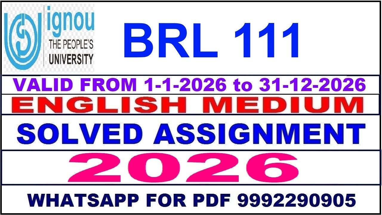 BRL 111 solved assignment 2026 in English || brl 111 solved assignment 2026 || ignou brl111 2026