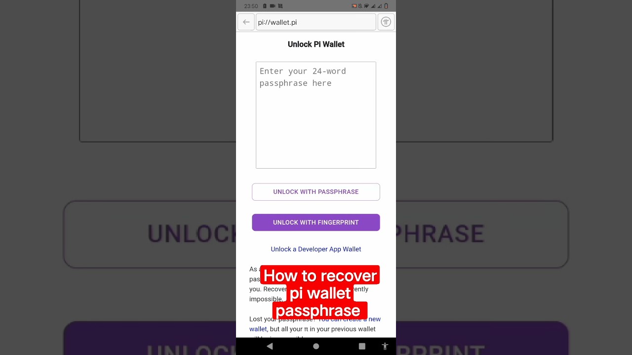 how to recover passphrase of pi wallet||#pi_app||pi_kyc
